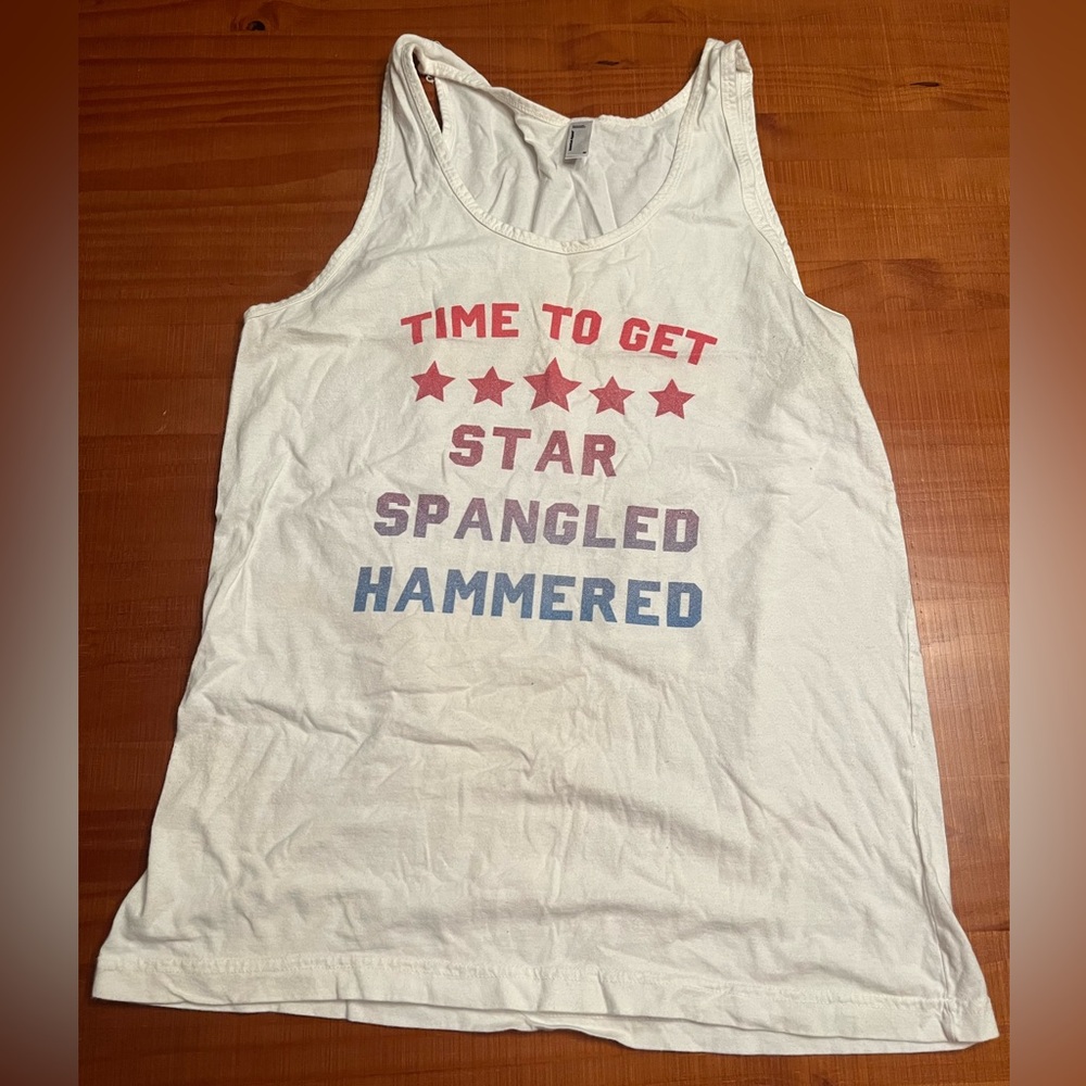 Time to get star spangled hammered tank top medium